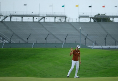 Fans of motor-racing and golf will find perfect harmony at strongBrickyard Crossing Golf Club/strong, where four of the 18 holes are located within the circumference of the fabled track. The course has hosted several events, including the Indy Women In Tech Championship in 2019 (Pictured, Mi Jung Hur)