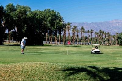 Swing low at strongFurnace Creek Golf Course /strongat Death Valley, California. At 214 feet below sea level, the course claims to be the lowest elevation course in the world. With summer temperatures at Death Valley peaking as high as 49 degrees Celsius (120 degrees Fahrenheit), it can also be a toasty trip round the fairways.