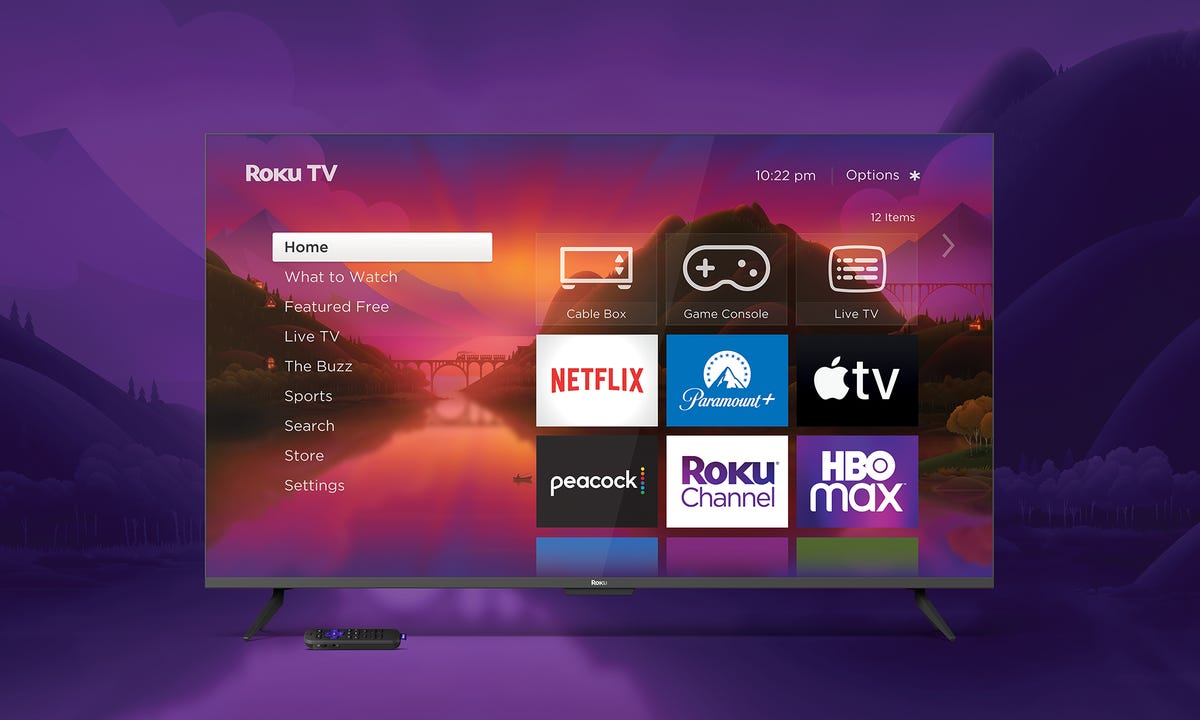 Roku TV on a purple background