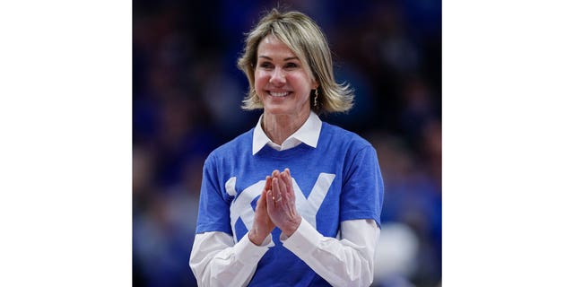 Kelly Craft, the former United States Ambassador to the United Nations, is introduced during a time-out during the Kentucky Wildcats and Georgia Tech Yellow Jackets game at Rupp Arena on December 14, 2019 in Lexington, Kentucky.