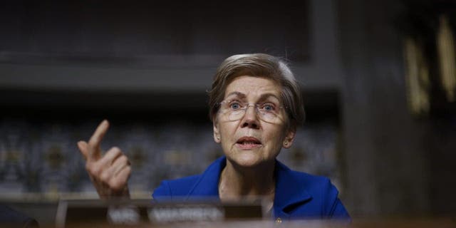 Senator Elizabeth Warren, a Democrat from Massachusetts, speaks during a Senate Banking, Housing, and Urban Affairs Committee hearing on FTX in Washington, DC, US, on Wednesday, Dec. 14, 2022.