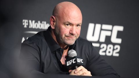 Dana White appears at the UFC 282 post-fight press conference in December.