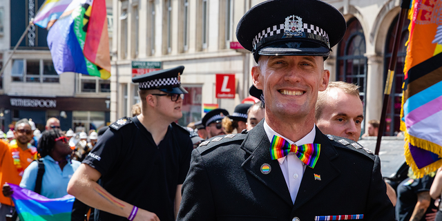 Police officers take part in the 30th anniversary Brighton &amp; Hove Pride LGBTQ+ Community Parade on Aug. 6, 2022 in Brighton, United Kingdom. 