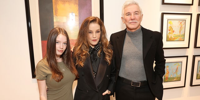 (L-R) Harper Presley Lockwood, Lisa Marie Presley and Baz Luhrmann attend THR Presents Live: ELVIS @ Ross House on December 10, 2022 in Los Angeles, California. 