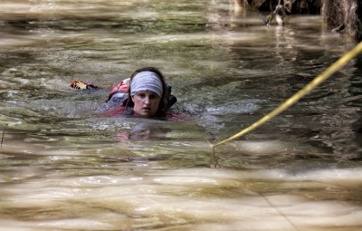 strongThe Amazon: /strongThe terrain of the jungle also calls for the occasional water crossing. Pictured: Great Britain's Amy Gasson swims across a river during the ultramarathon in 2014.
