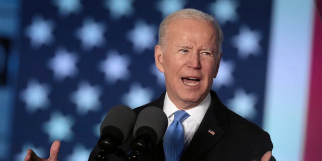 U.S. President Joe Biden speaks during an event at the Royal Castle, amid Russia's invasion of Ukraine, in Warsaw, Poland March 26, 2022. 