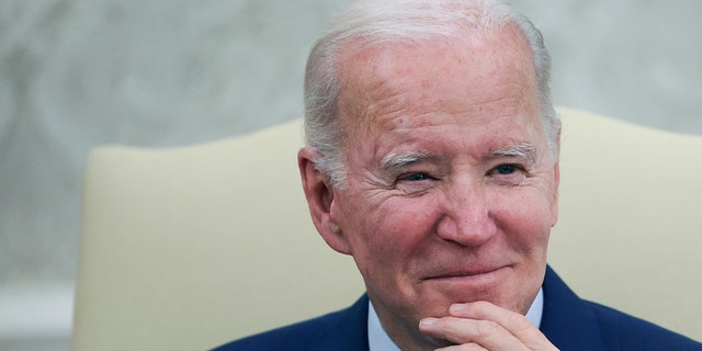 U.S. President Joe Biden listens to members of the press shout questions as he meets with Prime Minister Mark Rutte of the Netherlands in the Oval Office of the White House Jan. 17, 2023 in Washington, DC. Biden and Rutte were expected to discuss a range of bilateral issues during the meeting. 