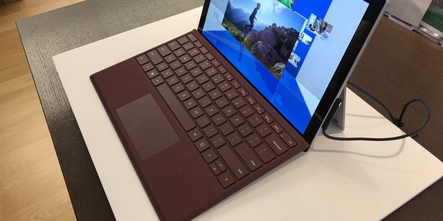 An image taken of the new Microsoft Surface Pro with keyboard at a Los Angeles Microsoft store.