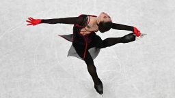 Russia's Kamila Valieva competes in the women's single skating free skating of the figure skating event during the Beijing 2022 Winter Olympic Games at the Capital Indoor Stadium in Beijing on February 17, 2022. (Photo by Antonin THUILLIER / AFP) (Photo by ANTONIN THUILLIER/AFP via Getty Images)