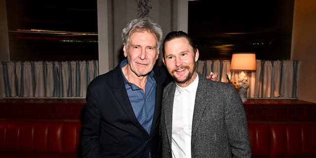 Harrison Ford and Brian Geraghty at the premiere of "1923" on Dec. 2, 2022, in Los Angeles, California.