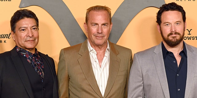 Cole Hauser, pictured alongside fellow cast members Gil Birmingham and Kevin Costner, talks a potential death in the Dutton family.