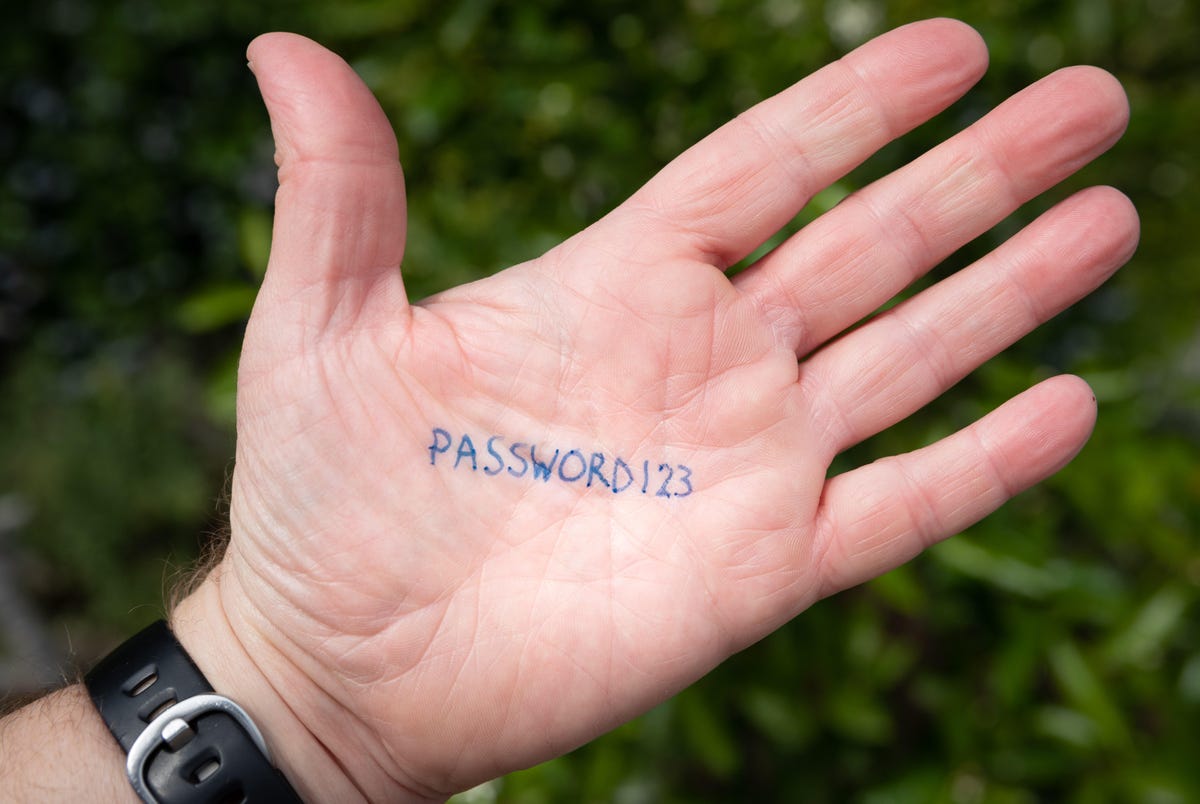 Secret password written on hand