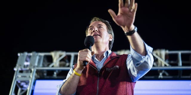 Virginia Gov. Glenn Youngkin, speaks during a rally at Ballyhoos restaurant one day before the midterm elections on Monday, Nov. 7, 2022, in Virginia Beach, VA.