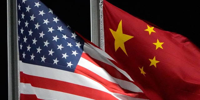 The American and Chinese flags.