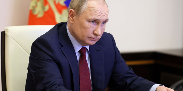 Russian President Vladimir Putin attends a meeting via videoconference at the Novo-Ogaryovo residence outside Moscow, Russia, on Wednesday, June 1.