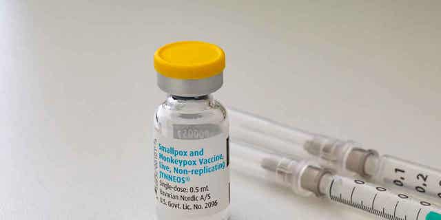A vial and syringes with the vaccine against smallpox and monkeypox is pictured on Sept. 16, 2022. Africa is hoping to receive a shipment of Mpox vaccines in the next two weeks.