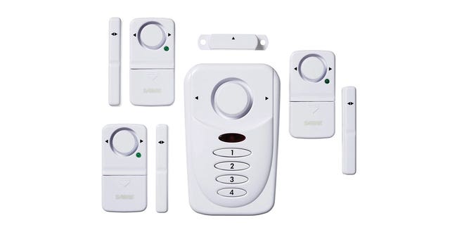 Sabre Door and Window Alarms for use in a car or hotel room.