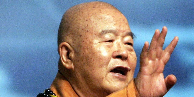 Hsing Yun, founder of Taiwanese Fo Guang Shan, delivers a speech at the opening of the World Buddhist Forum on April 13, 2006, in Hangzhou, China. 