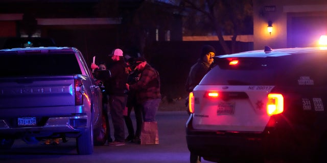 Las Vegas police work near the home of former actor Nathan Lee Chasing His Horse, who goes by Nathan Chasing Horse, Tuesday, Jan. 31, 2023, in North Las Vegas, Nev.