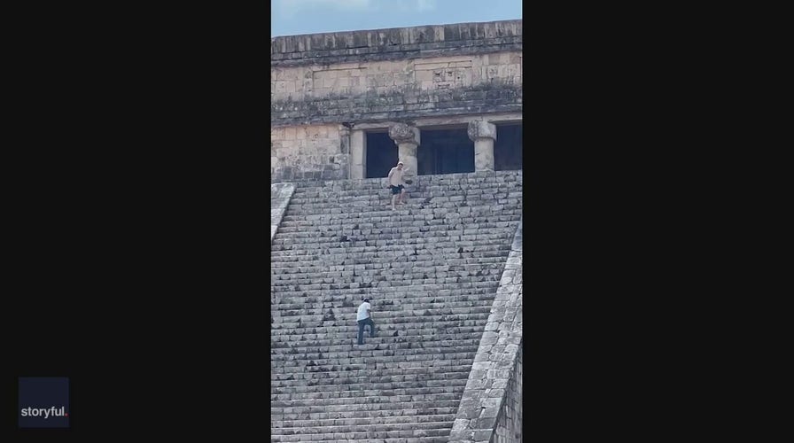 Mexico tourist whacked with stick and heckled after climbing sacred pyramid