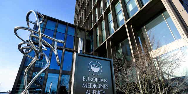 The exterior of the European Medicines Agency is seen in Amsterdam, Netherlands, on Dec. 18, 2020. Some officials in the agency believe COVID-19 vaccination campaigns will become a yearly thing, similar to the approach with flu shots.