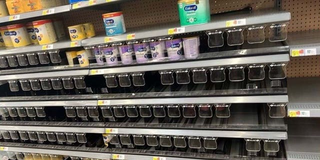 Empty store shelves in Columbus, Ohio, as parents panic over worsening baby formula shortage. 