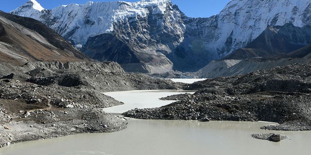 The Imja glacial lake, a portent of catastrophic floods, is seen in the Himalayas of Nepal on Nov. 22, 2018.