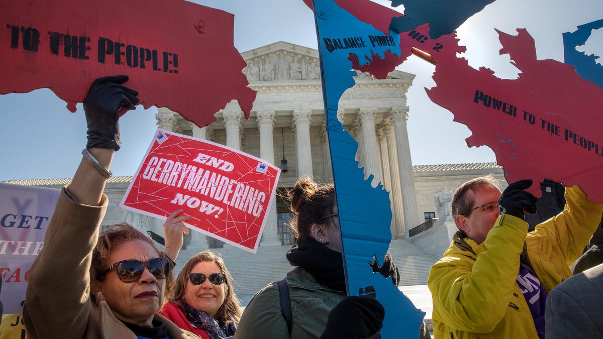 Demonstrators protest gerrymandering outside Supreme Court