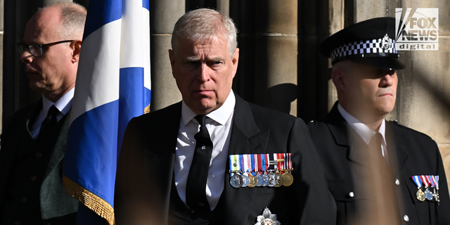 Prince Andrew at the Thanksgiving service at St. Giles' Church in Edinburgh.