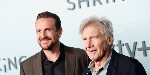 Harrison Ford, right, said he's a fan of Jason Segel's work on "The End of the Tour" and praised his performance in "Forgetting Sarah Marshall."