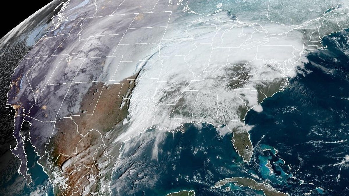 Winter storm satellite view