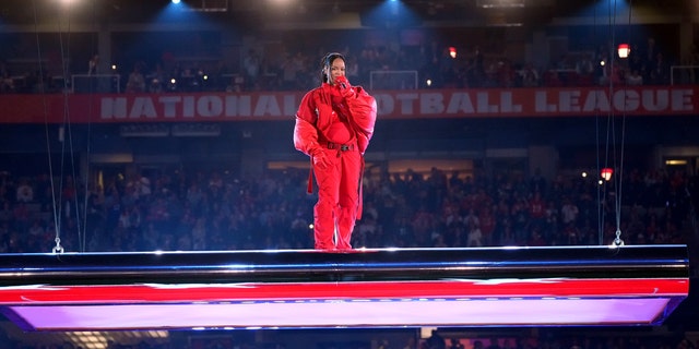 Rihanna performing at the Super Bowl on Feb. 12.