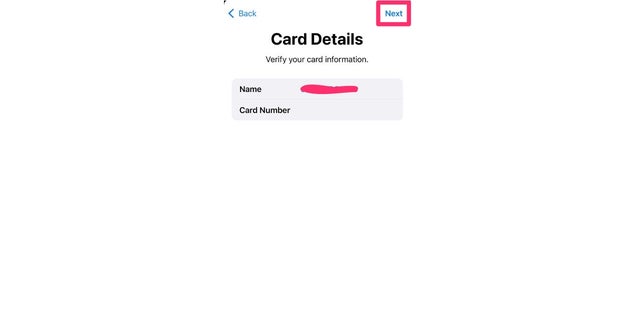 Enter the details of your card to add to Apple Wallet.