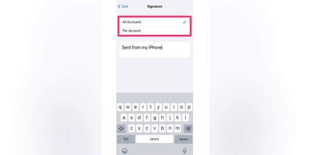Instructions on how to select "All Accounts" in case you use more than one email address in your Mail app.