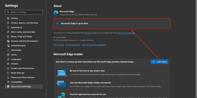 Here's how to update the Microsoft Edge browser settings.