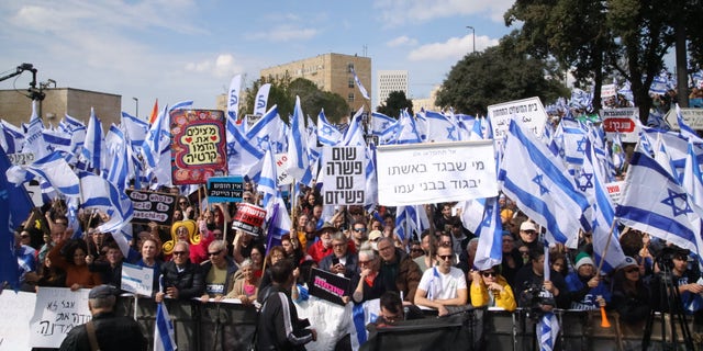 Some 80,000 Israelis gathered to protest against judicial reforms pushed by the government of Benjamin Netanyahu.