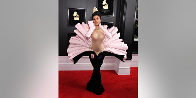 Cardi B arrives at the 61st Grammy Awards in a vintage Mugler dress.