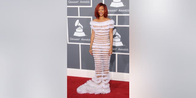 Rihanna on the red carpet for the 53rd Annual Grammy Awards.