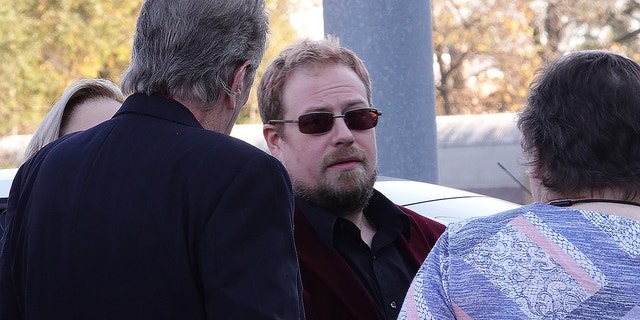 Jerry Lee Lewis lll speaks with mourners outside the funeral home as fans wait to pay final respects to Jerry Lee Lewis in Hernando, Mississippi, in November.