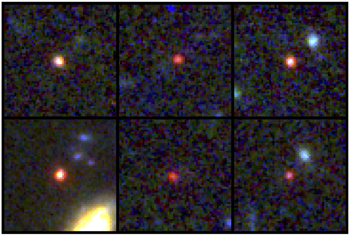 Images of six candidate massive galaxies