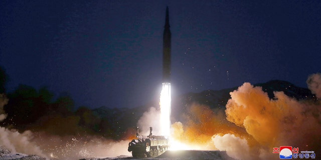Test launch of a hypersonic missile on Jan. 11, 2022, in North Korea.