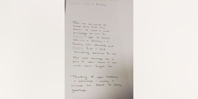 The sympathy card sent to the grieving parents from nurse Lucy Letby who is accused of murdering their premature baby in the U.K.