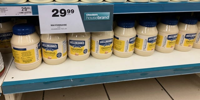 The last few containers of Hellmann's mayonnaise at a store in Johannesburg.