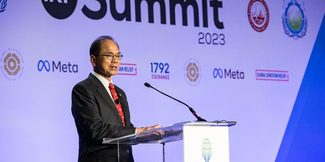 You Si-kun, the speaker of Taiwan's Parliament, addresses the International Religious Freedom Summit in Washington, D.C.