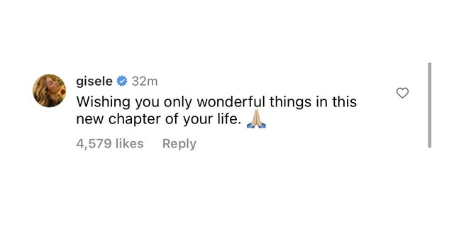 Gisele Bündchen commented on her ex-husband's post announcing his retirement.