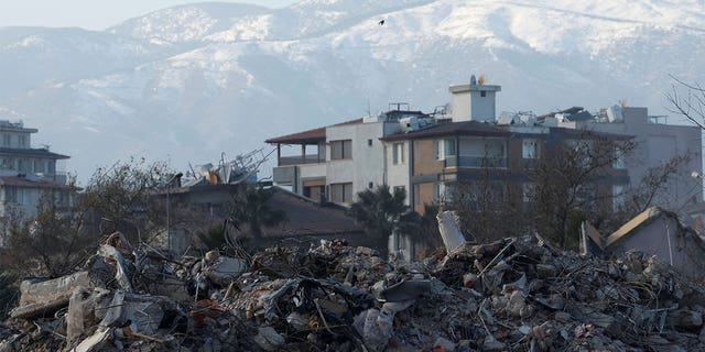 Debris are seen in the aftermath of a deadly earthquake in Hatay, Turkey, on Feb. 15, 2023. Turkey is facing a post-earthquake shortage of clean water which can also lead to outbreaks of diseases.