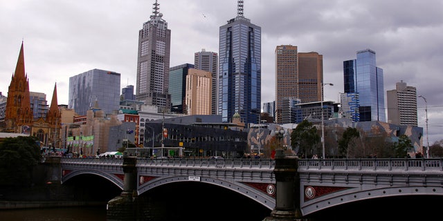 The central business district of Melbourne can be seen from the area located along the Yarra River called Southbank located in Melbourne, Australia.