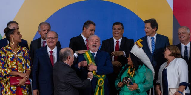 The new Brazilian president, Luiz Inacio Lula da Silva, met with an Iranian delegation led by the country's vice president during his inauguration ceremony last month. (Maira Erlich / Bloomberg via Getty Images / File)