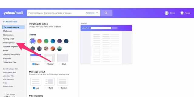 Change your yahoo email settings 