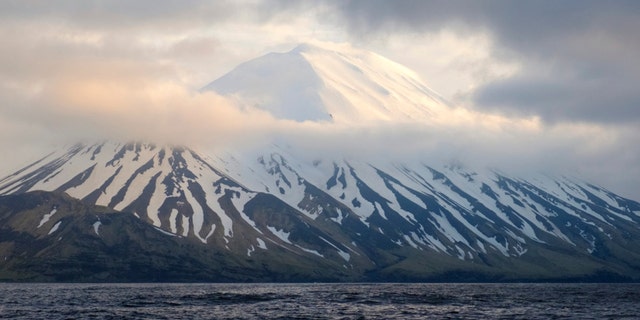 Tanaga Volcano near Adak, Alaska, on May 23, 2021.